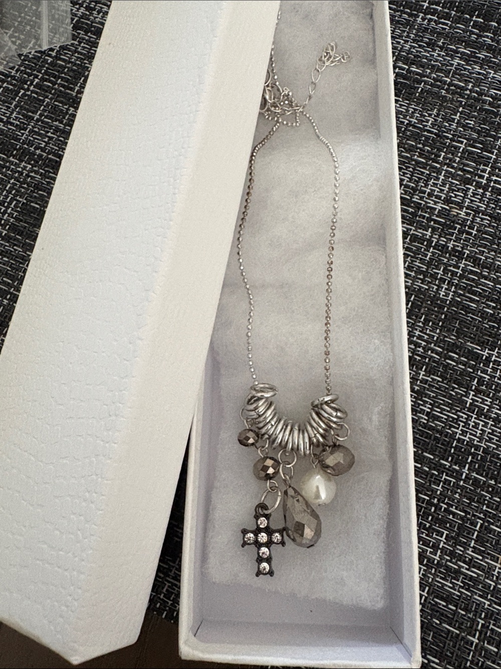Silver Crystal Cross Pendant Necklace - Women Jewelry